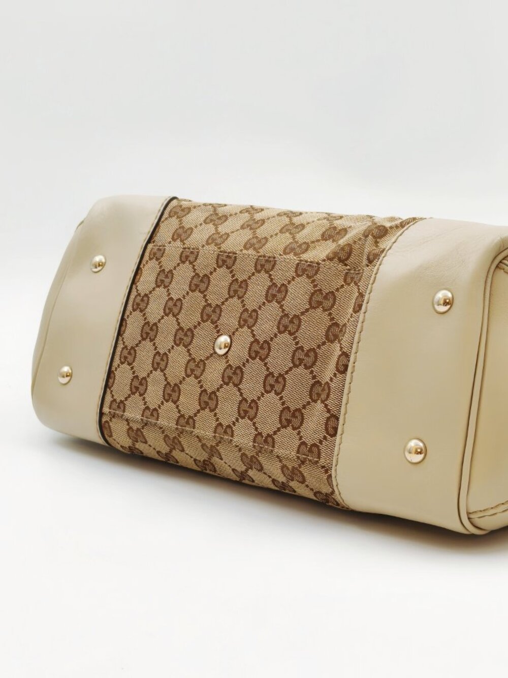 Gucci GG Monogram Canvas Web Stripe Bow Tote Shoulder Bag - Picture 6 of 15